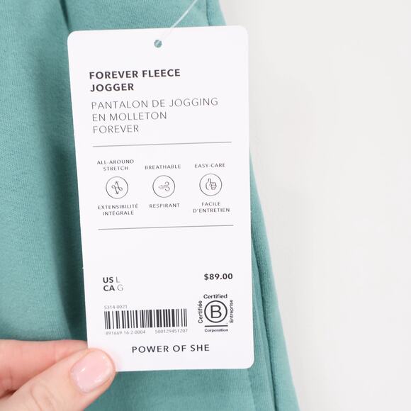 NWT Athleta Forever Fleece High-Rise Fleece Jogger In Juniper Green Size Large - Picture 9 of 10